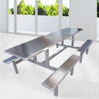 八人位食堂餐桌 稳固可靠 不锈钢制造不易生锈